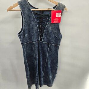 Marilyn Monroe Medium Denim Fitted Bodycon Lace Up Mini Dress